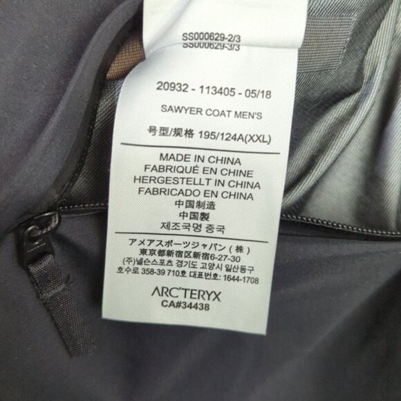 Arc'teryx Coat Men's XXL Black Sawyer Coat Lightweight Nylon With EPTFE Membrane - Picture 10 of 13